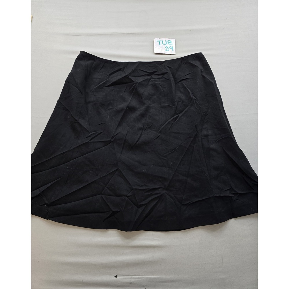 Black A-Line Mini Skirt Side Zip Career Casual Solid Minimalist Mid Rise